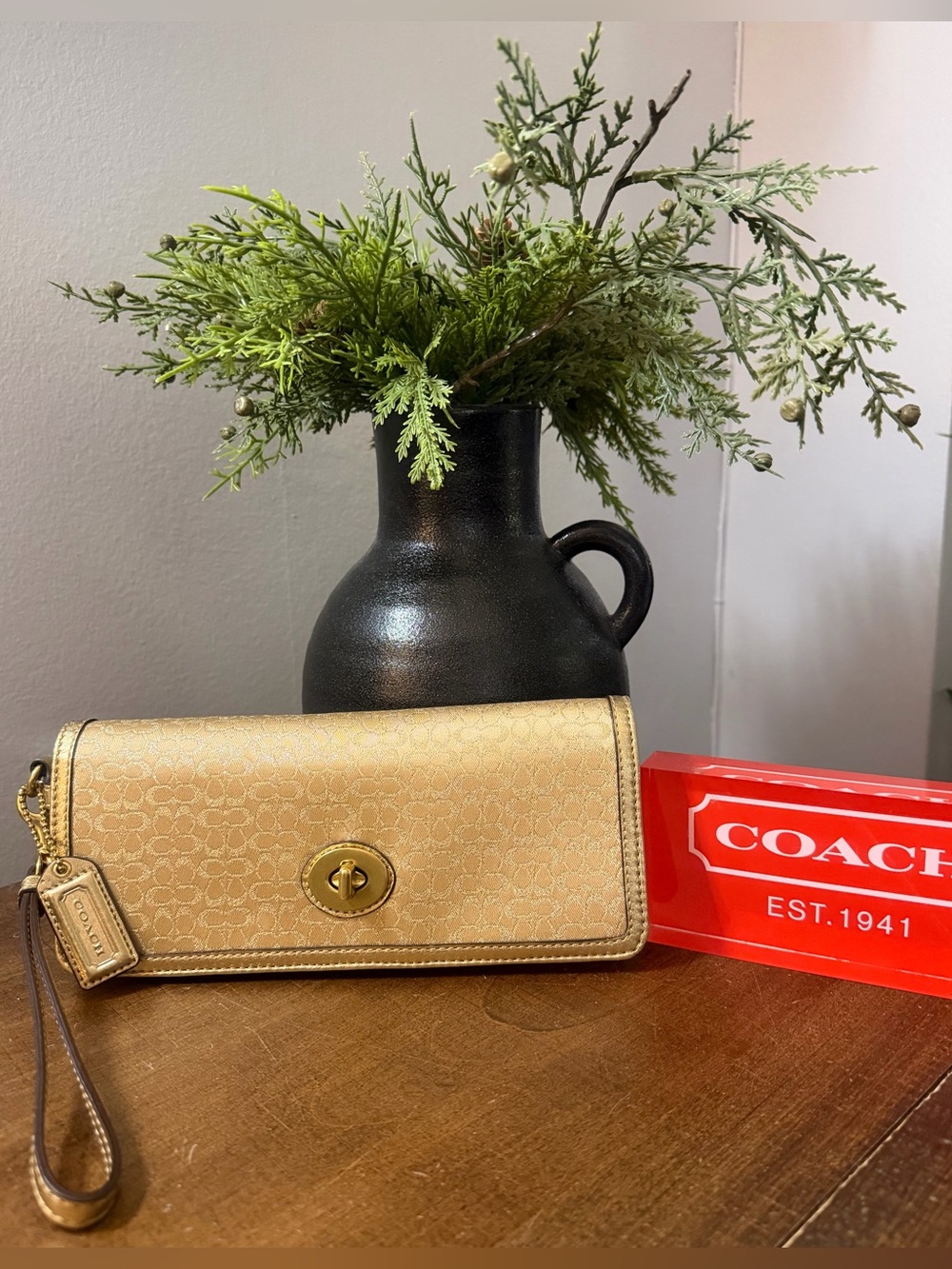 Coach Metallic Gold Signature Wristlet/Clutch